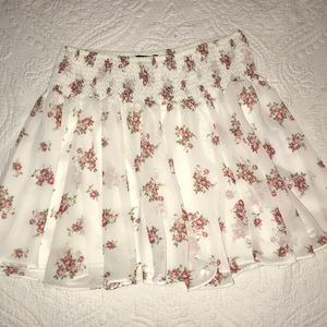 White Floral boho skater skirt